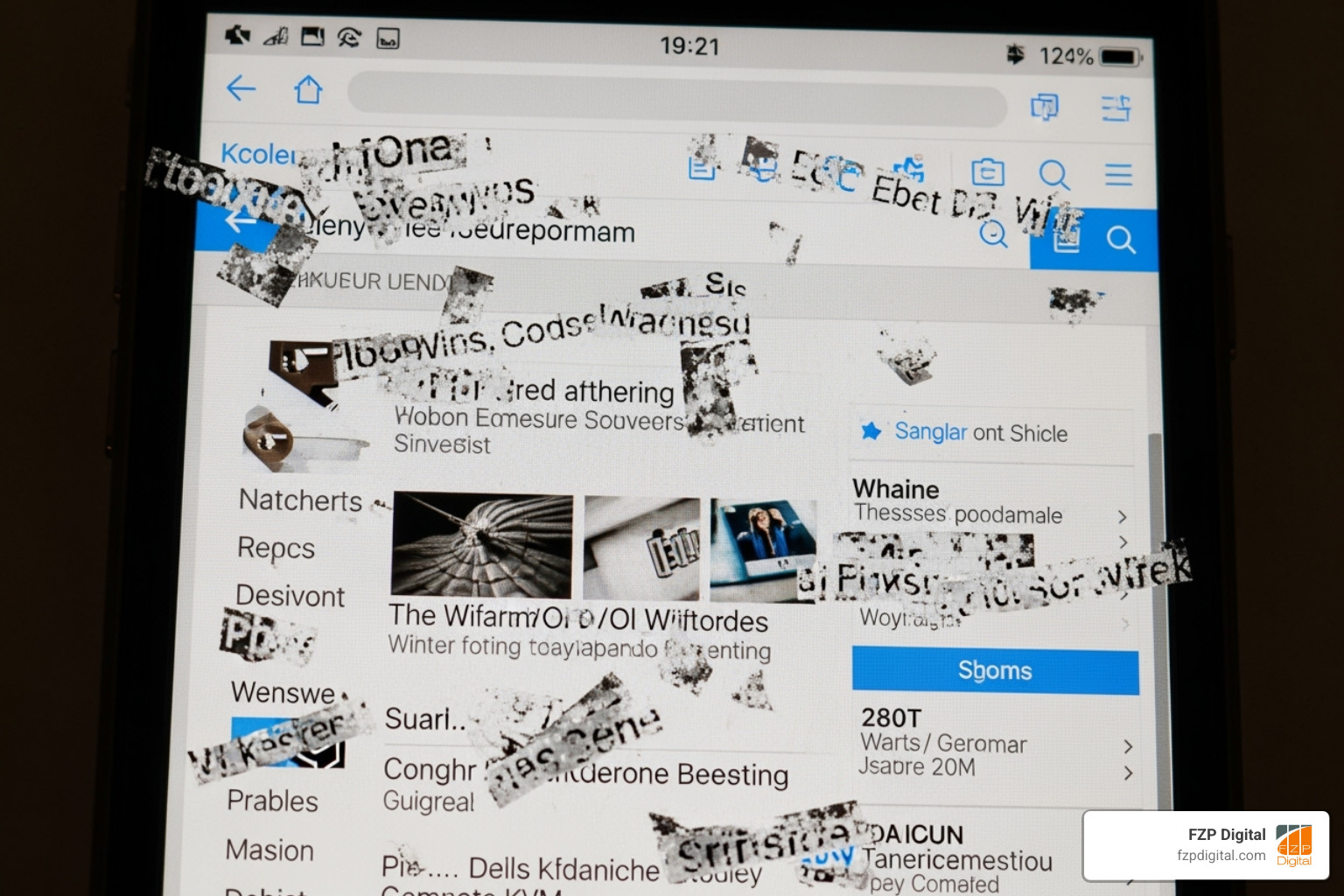 A non-responsive website appearing distorted and unusable on a mobile phone screen - wordpress website design
