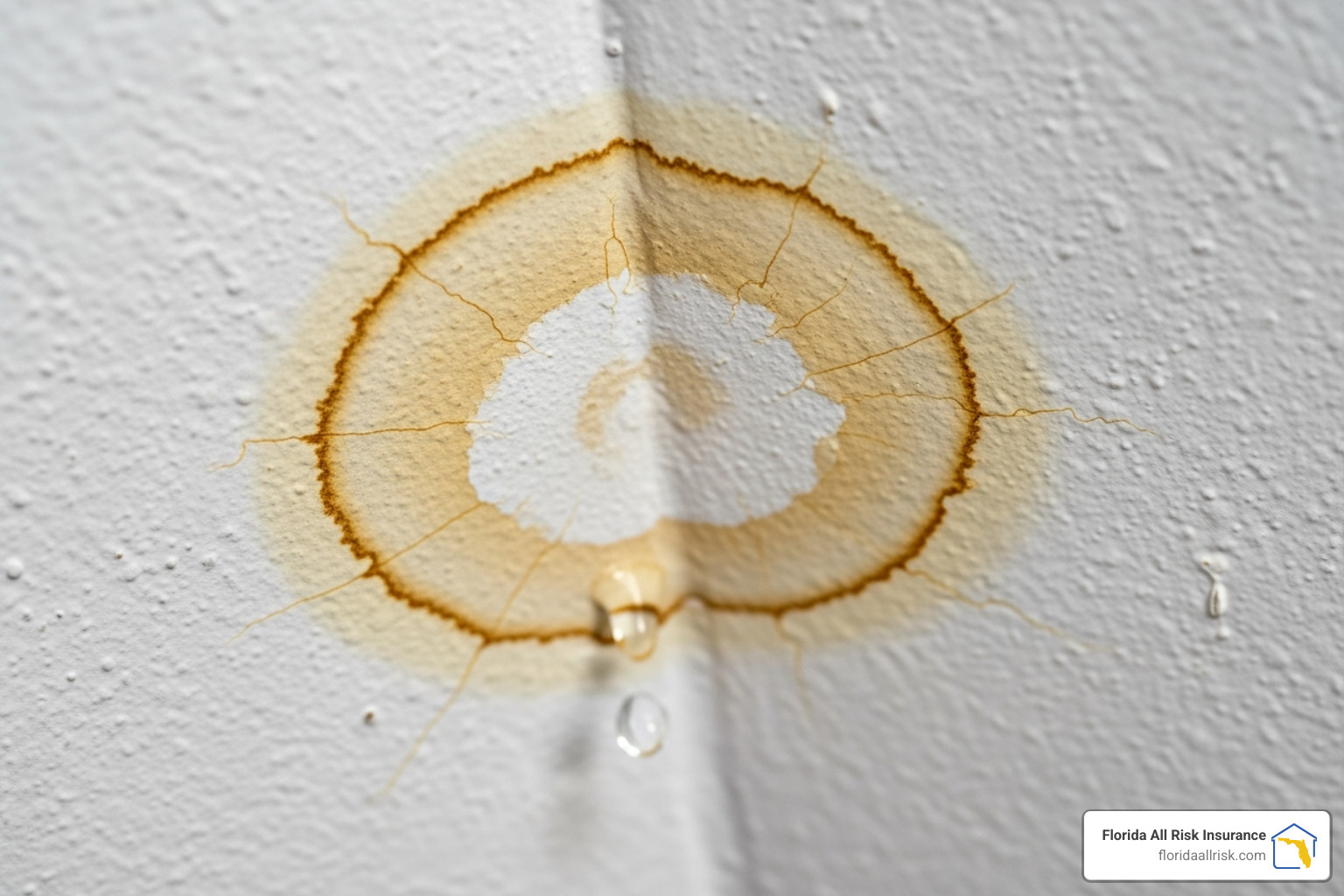 Minor water damage in a home, like a ceiling stain below a bathroom - condo townhouse insurance