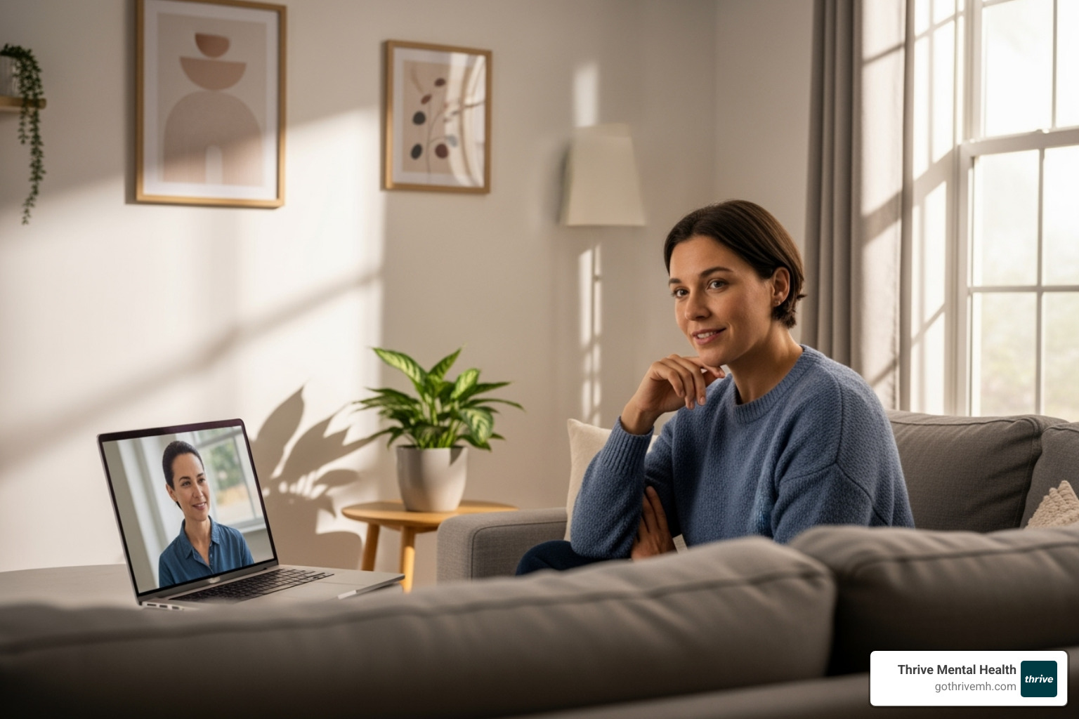 A person talking to a therapist in a supportive virtual setting, symbolizing accessible care. - can trauma cause schizophrenia
