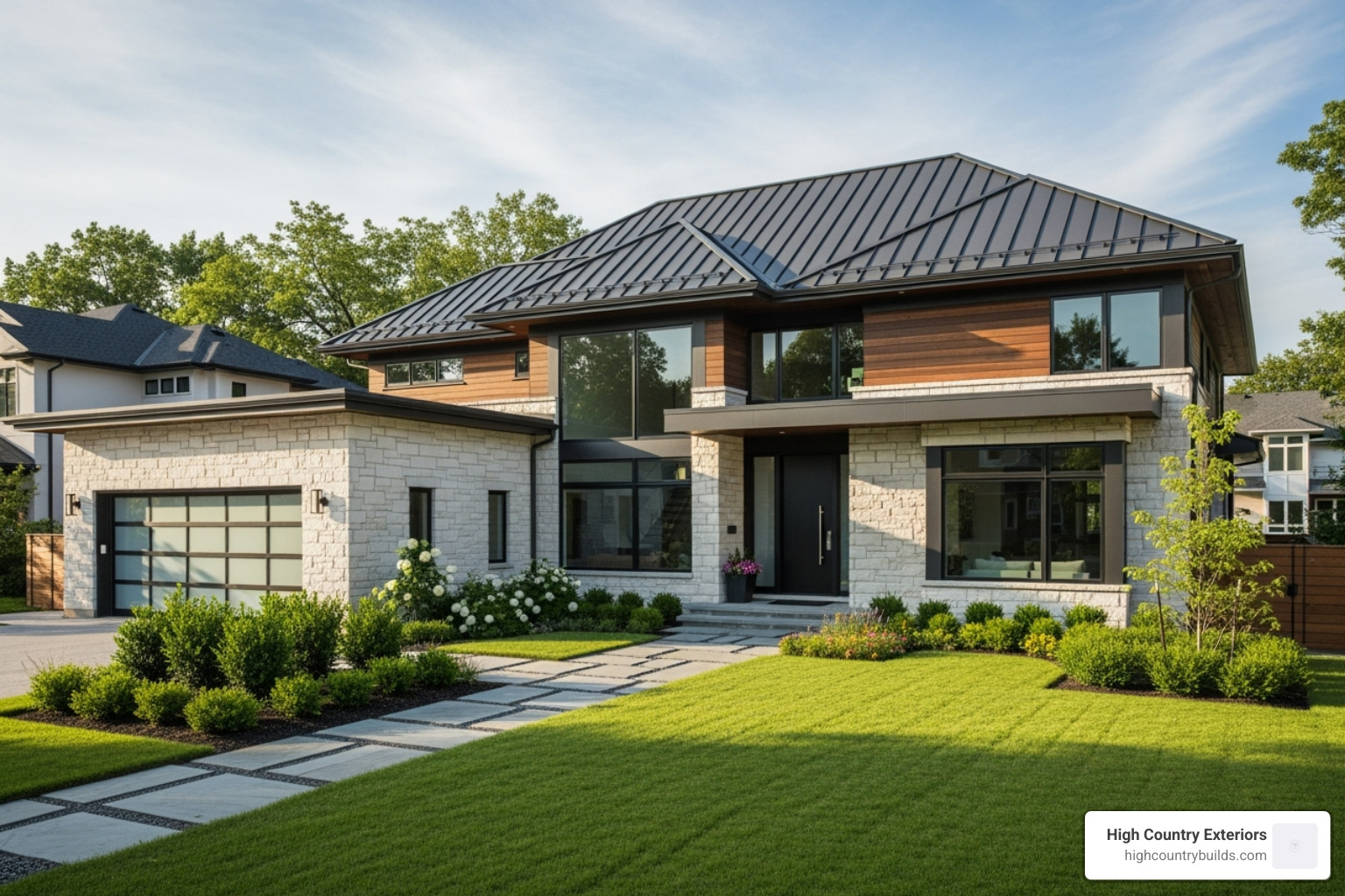 Completed residential roofing project with metal roof - Metal roofing Idaho Falls