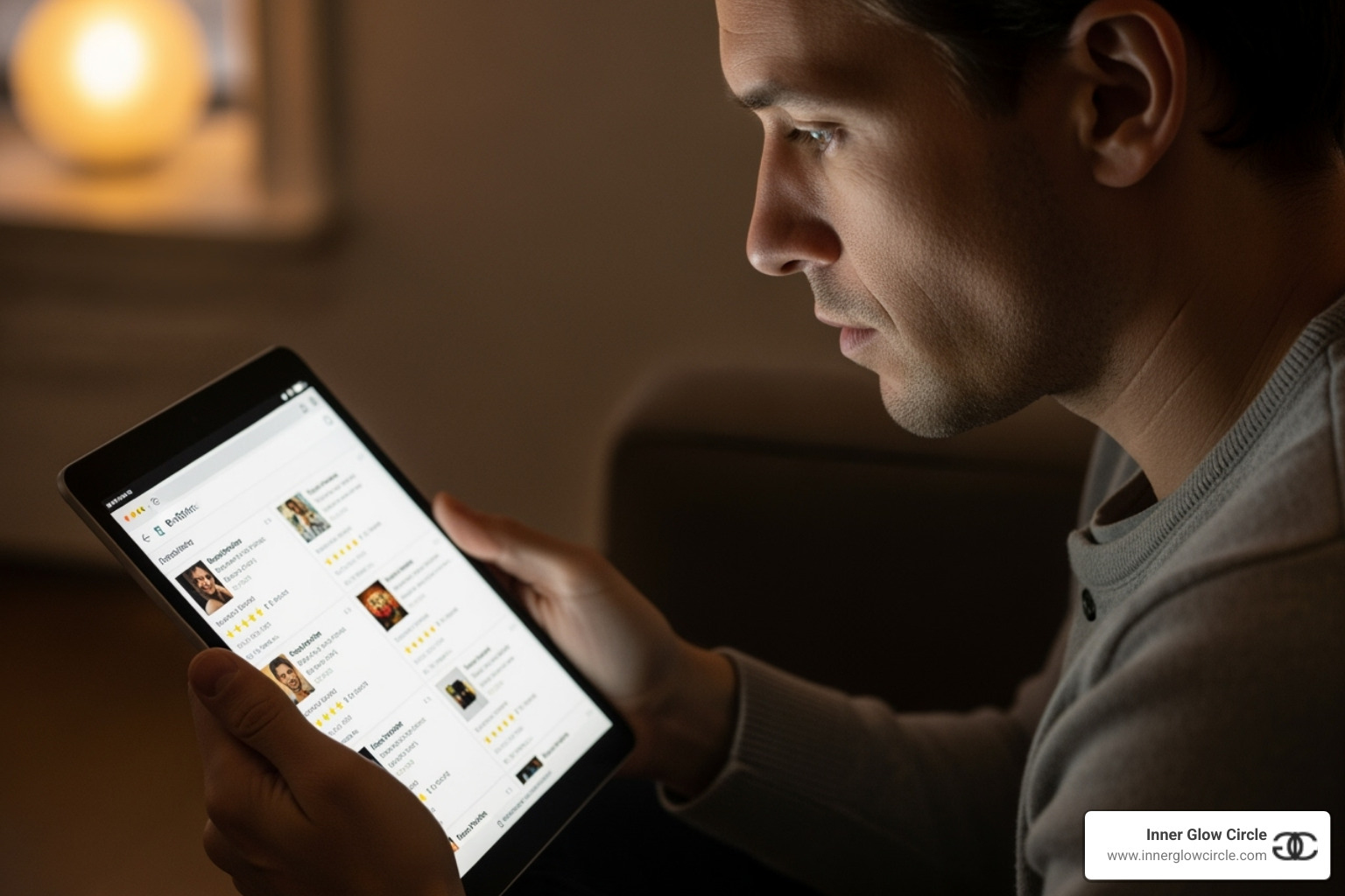 person reading reviews - coaching center