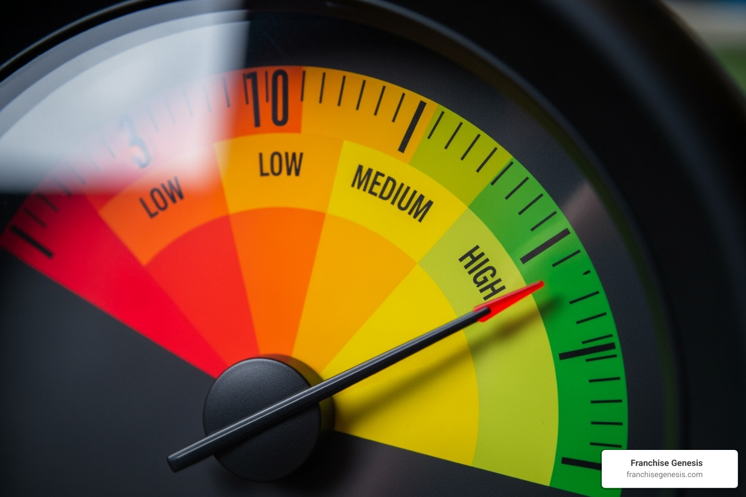 Credit score gauge showing ranges from Poor to Excellent with a needle pointing towards Good/Excellent - how to get a business loan