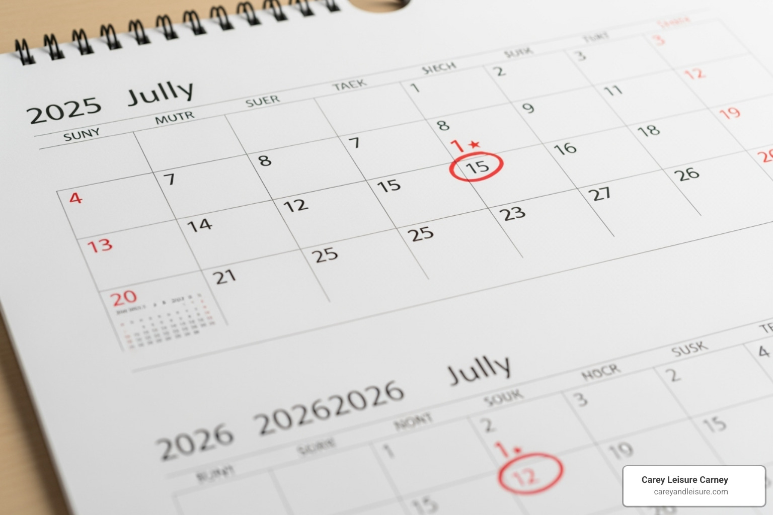 Calendar highlighting July 1, 2025 and July 1, 2026 - new pip law florida