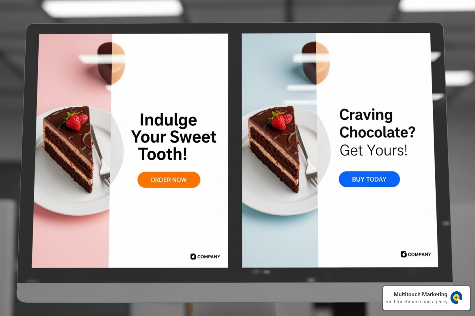 Two different ad variations for an A/B test - PPC management Durham