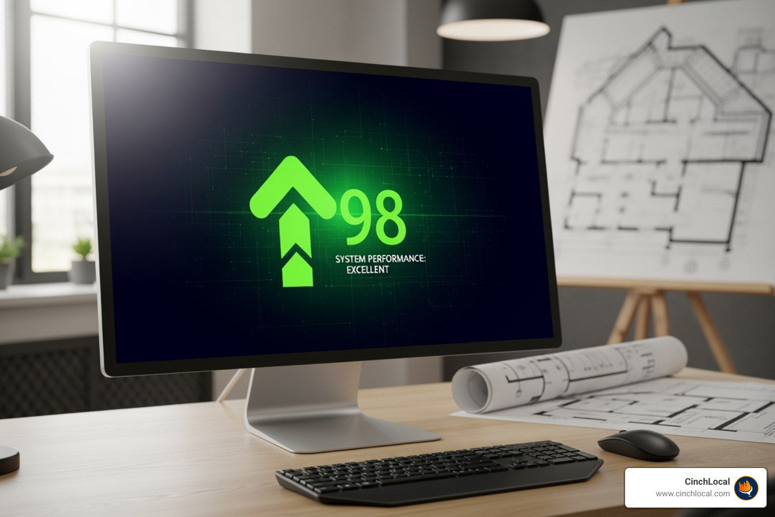 Google PageSpeed Insights score in green for a roofing website, indicating high performance. - how to increase visitors for roofing website