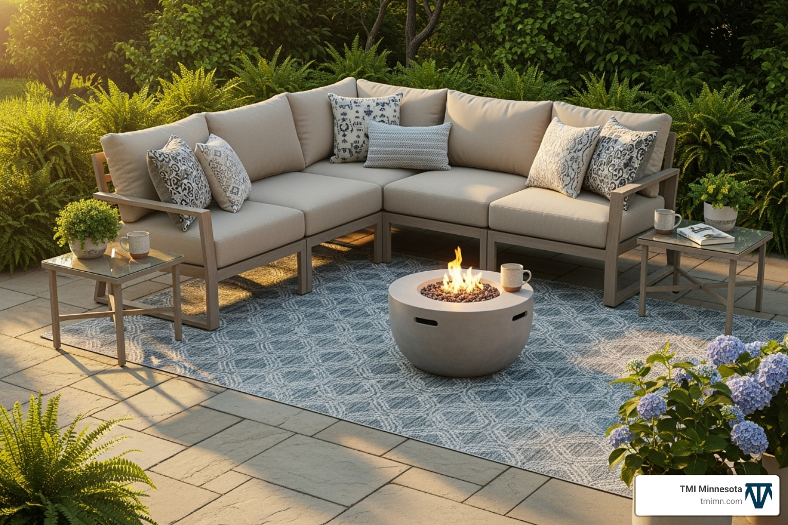 stylish outdoor sectional with plush cushions and an outdoor rug - Neat patio design stylish outdoor sectional with plush cushions and an outdoor rug - Neat patio design