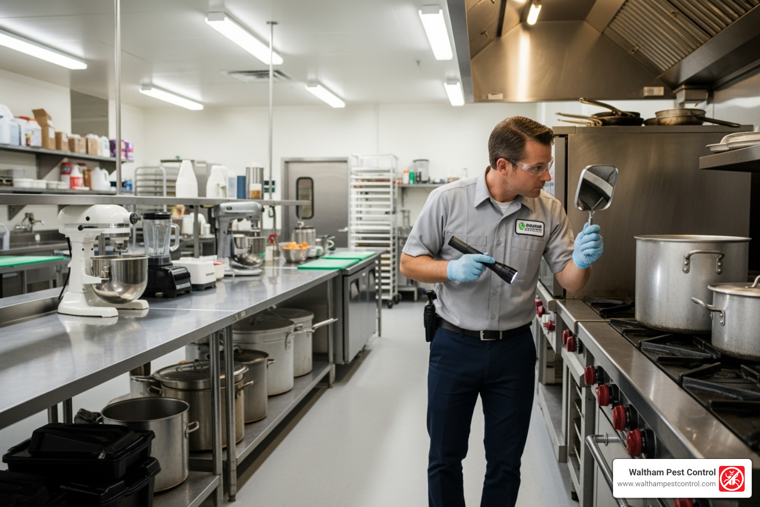 Image of a professional technician inspecting a commercial facility - Commercial Pest Services