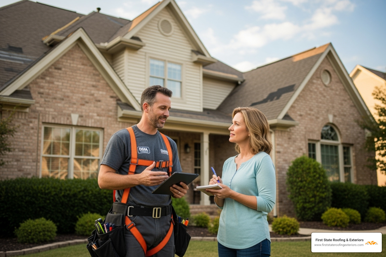 Roofer providing an estimate to a homeowner in Smyrna - Roof ventilation repair