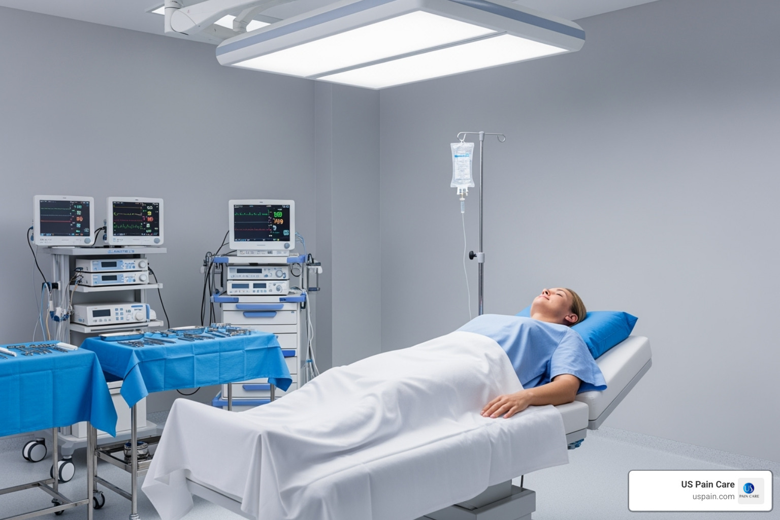 patient comfortably positioned in a clean, modern procedure room - radiofrequency ablation pain relief