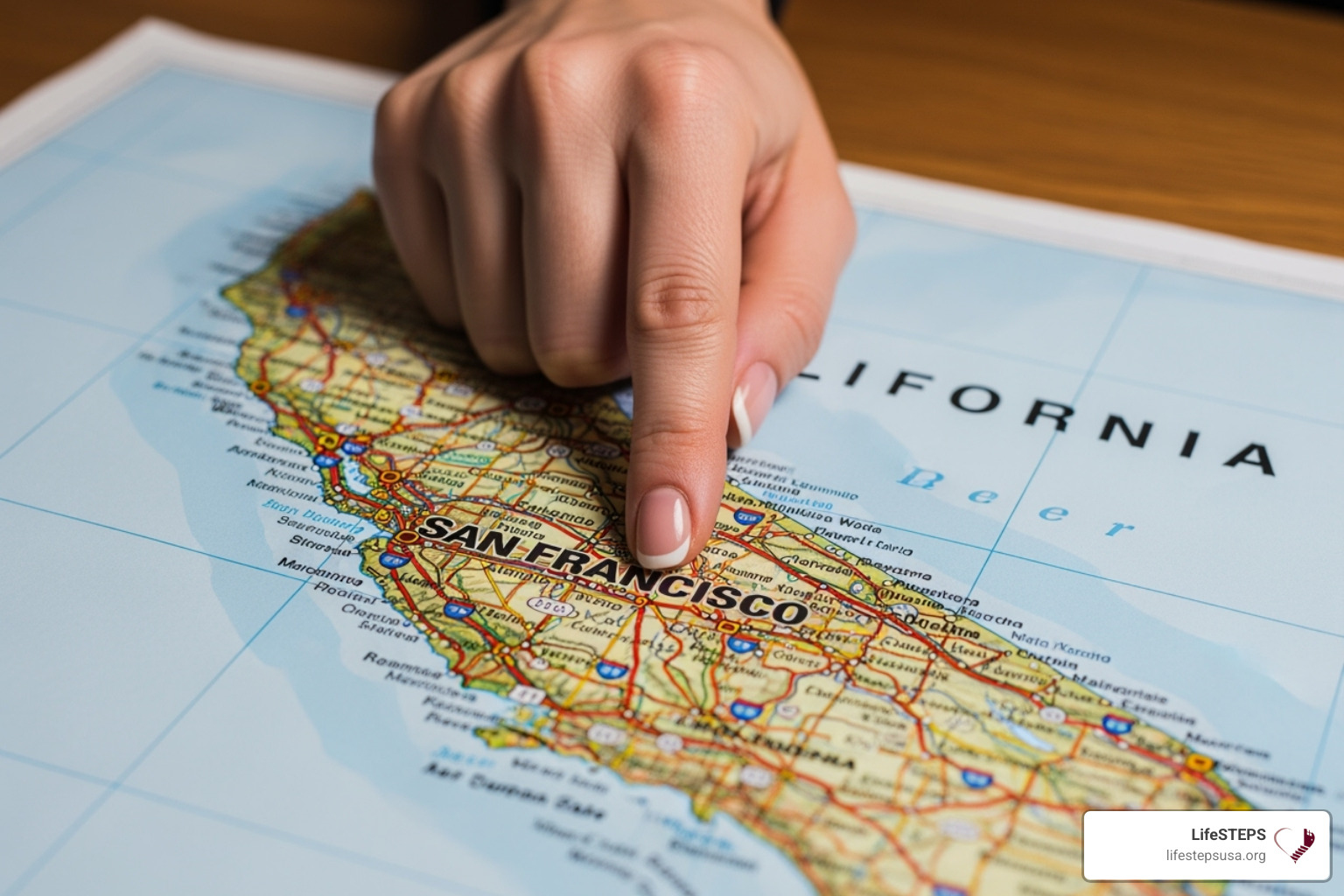 person pointing to a location on a map of California - california family resource centers person pointing to a location on a map of California - california family resource centers