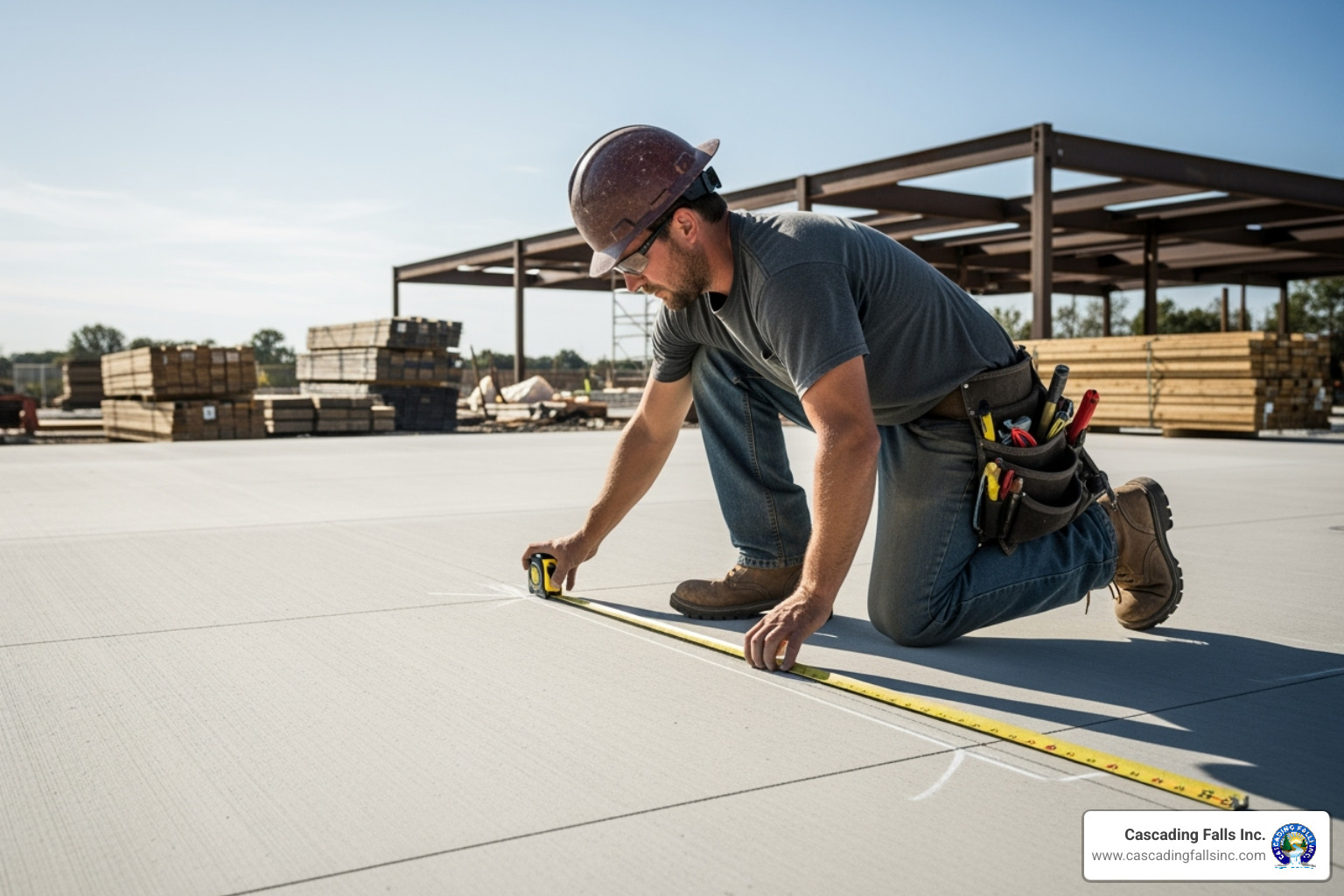 person using a tape measure on a prepared concrete slab - garage kits person using a tape measure on a prepared concrete slab - garage kits
