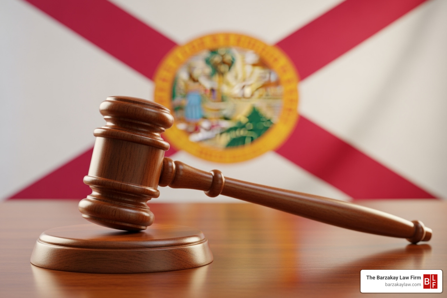 gavel and a Florida state flag - nursing home abuse lawyer orlando