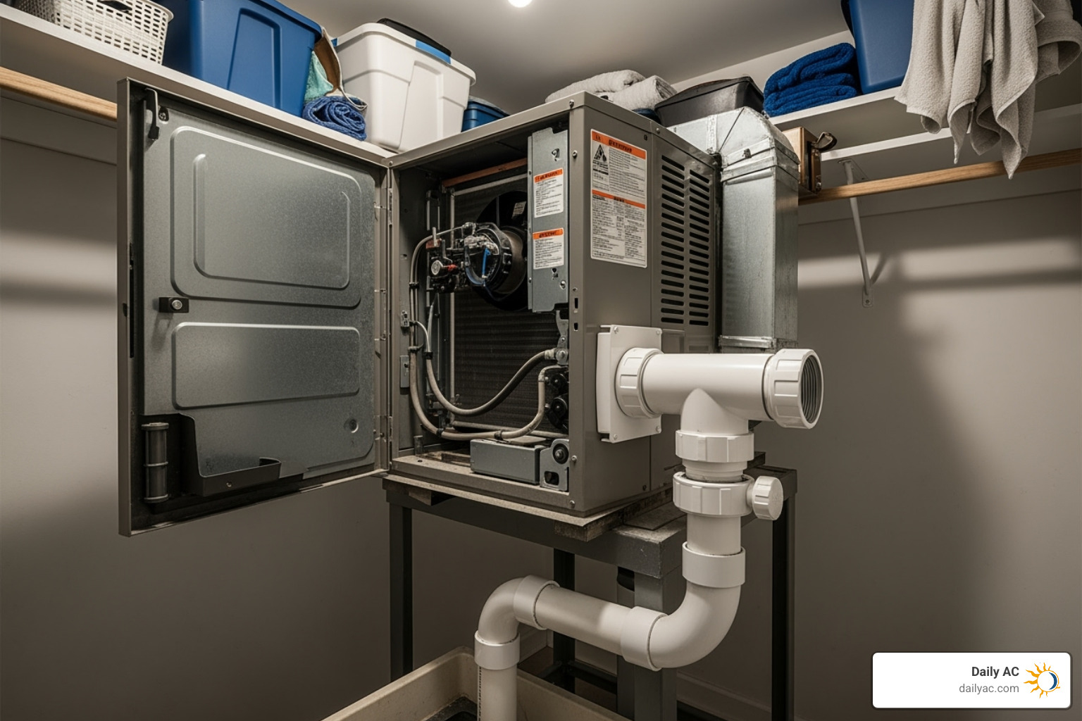 Location of the AC drain line access tee near the air handler - ac drain line repair