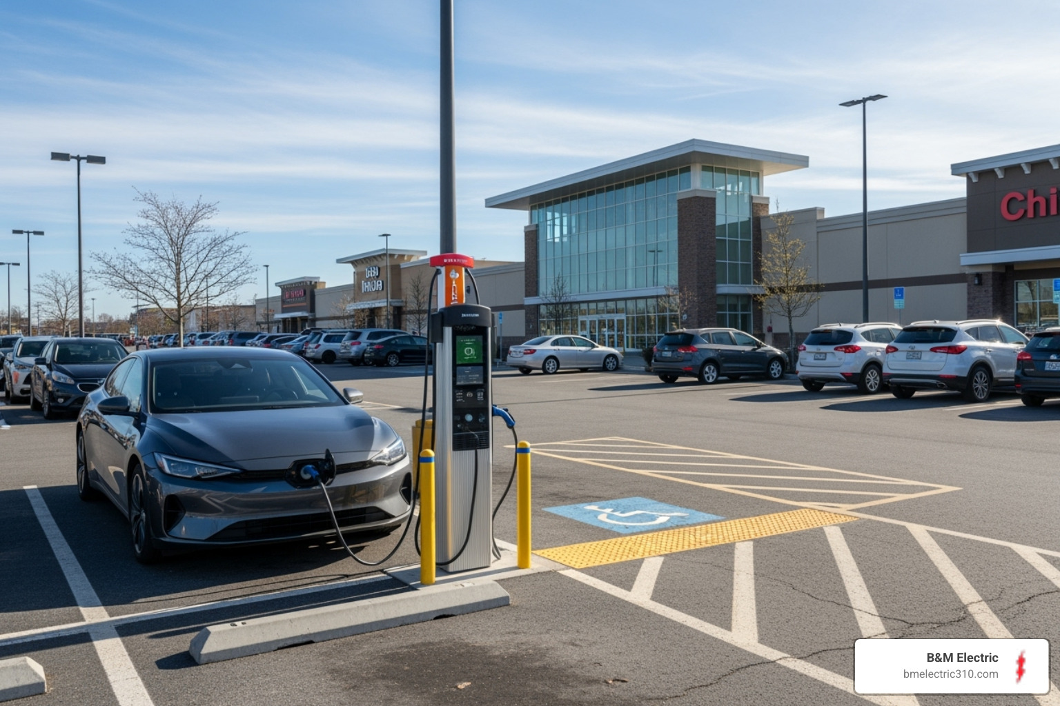Electric car charging at a shopping center - electric car charger Torrance