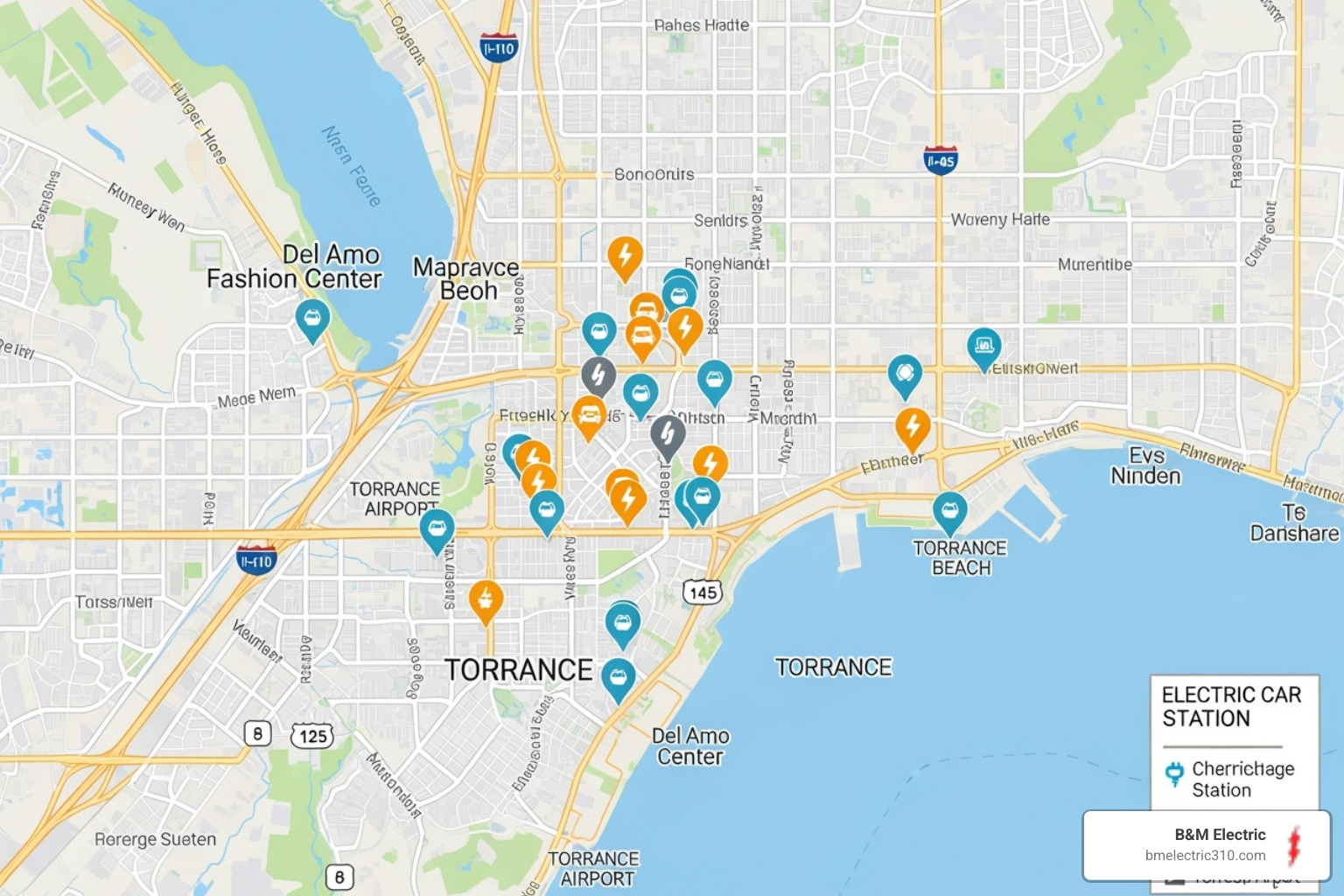 City of Torrance EV charger map - electric car charger Torrance