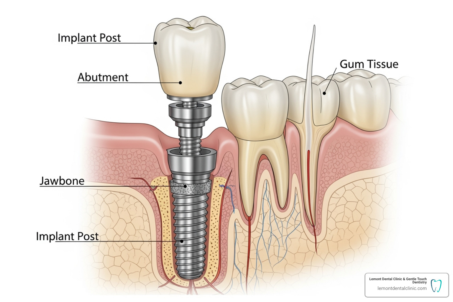 Dental implant diagram - cosmetic dentist palos hills il