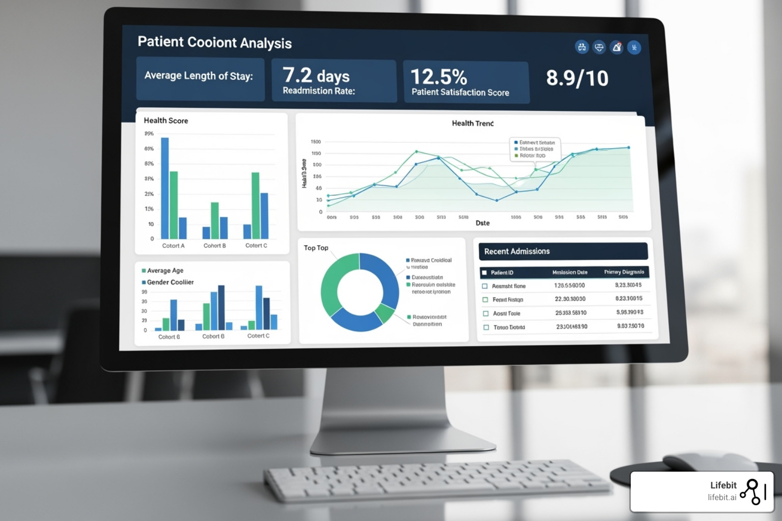 Data dashboard showing patient cohort analysis - AI clinical trial recruitment
