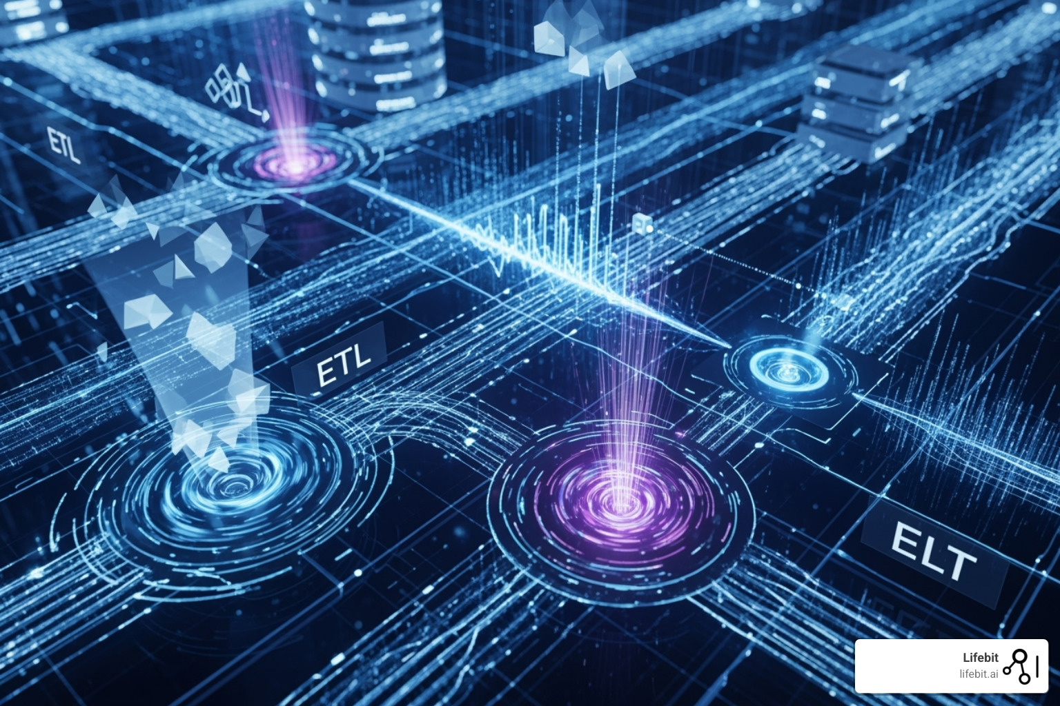 Image illustrating various data integration methods like ETL, ELT, Data Virtualization, and API integration flows - Data integration platform