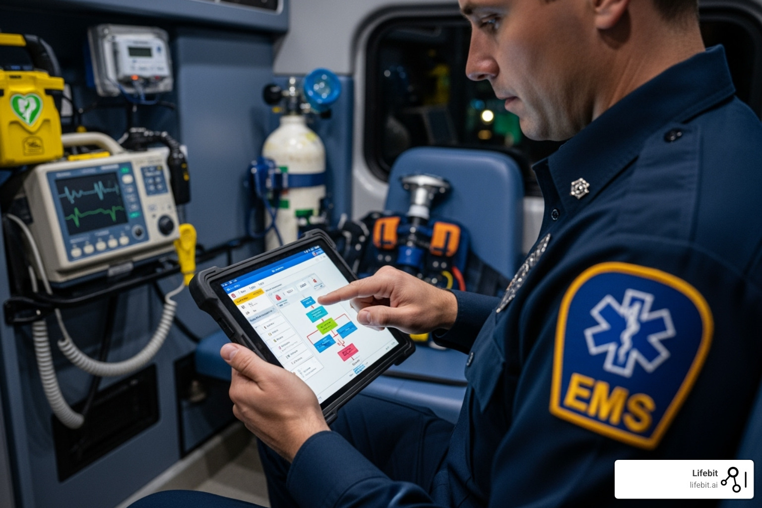 the MedNav decision support technology in use by an emergency worker - Healthcare innovation platform