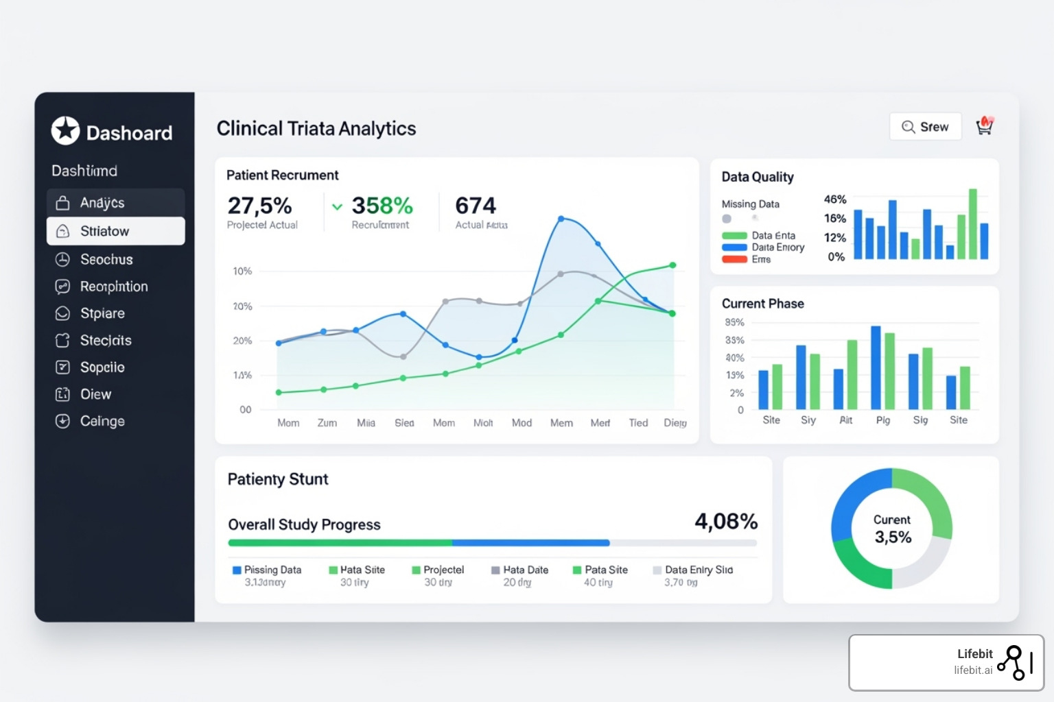 dashboard showing real-time clinical trial data analytics - remote monitoring in clinical trials