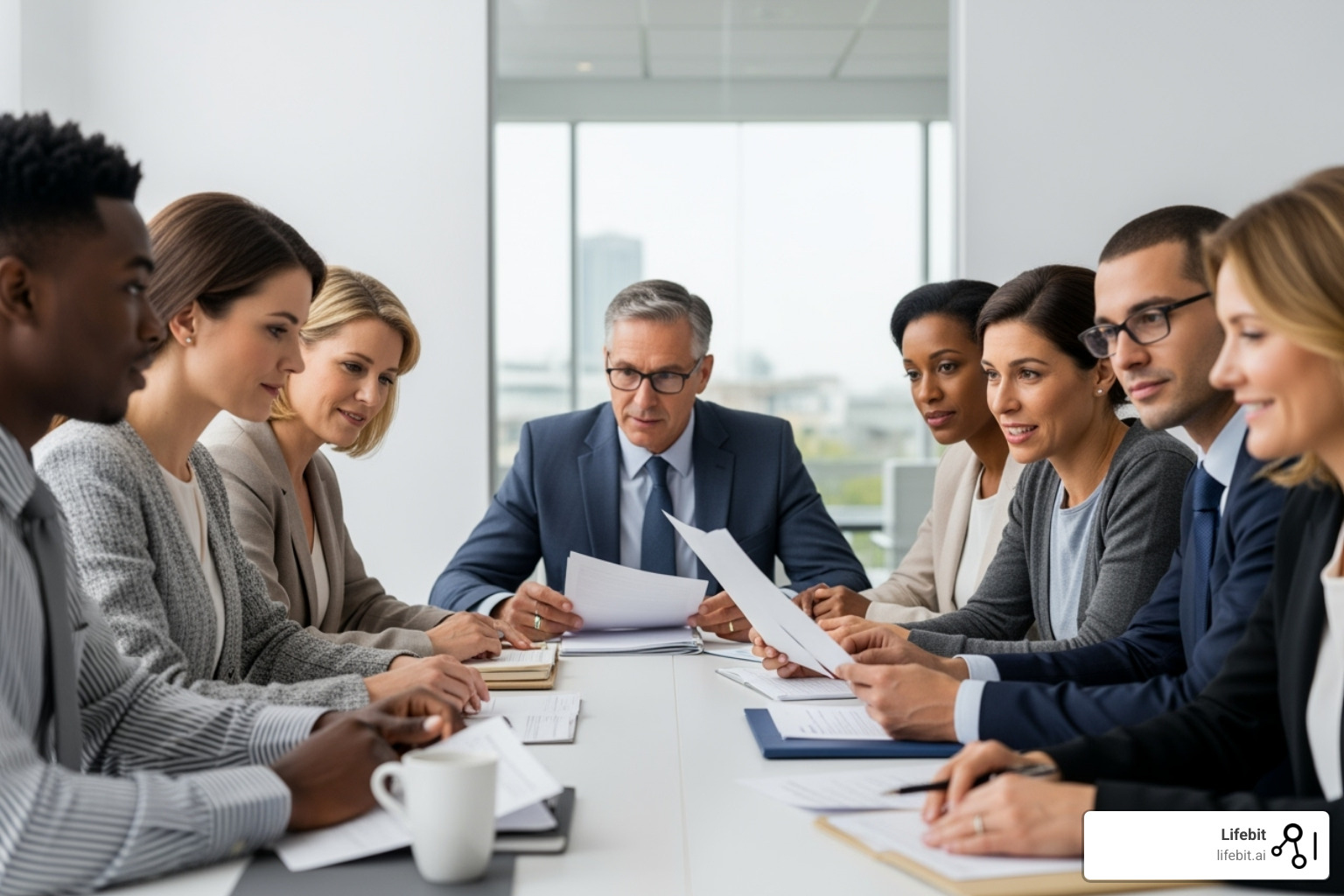 An Institutional Review Board (IRB) meeting in progress, with diverse members discussing ethical considerations for clinical research studies - clinical research