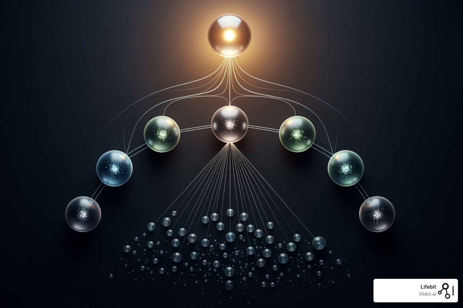 Organizational structure showing a central data governance council connected to various domain-specific data boards and teams - federated governance model