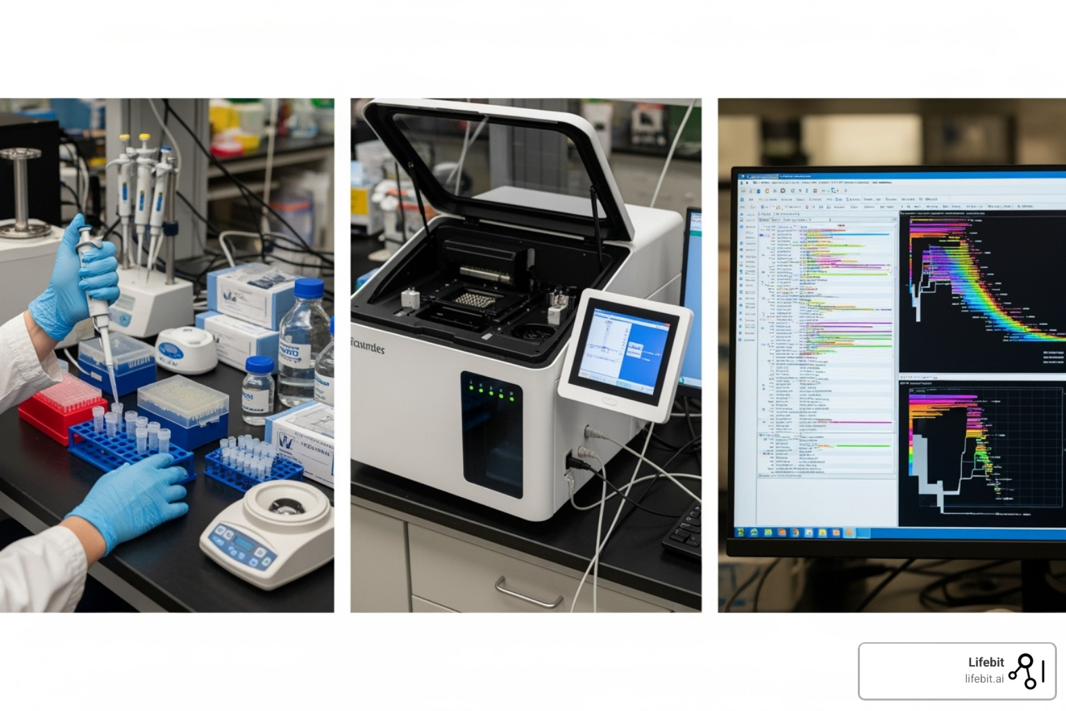 three-stage NGS workflow: Library Preparation, Sequencing, and Data Analysis - next generation sequencer