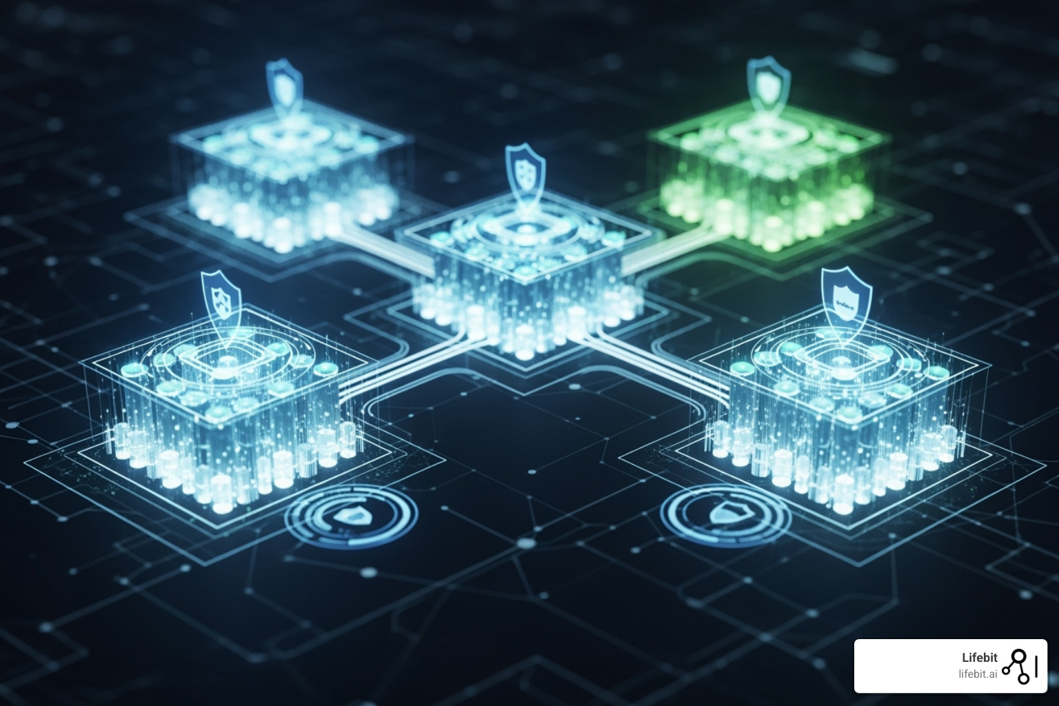 Secure, federated data architecture diagram - Biopharma data analytics