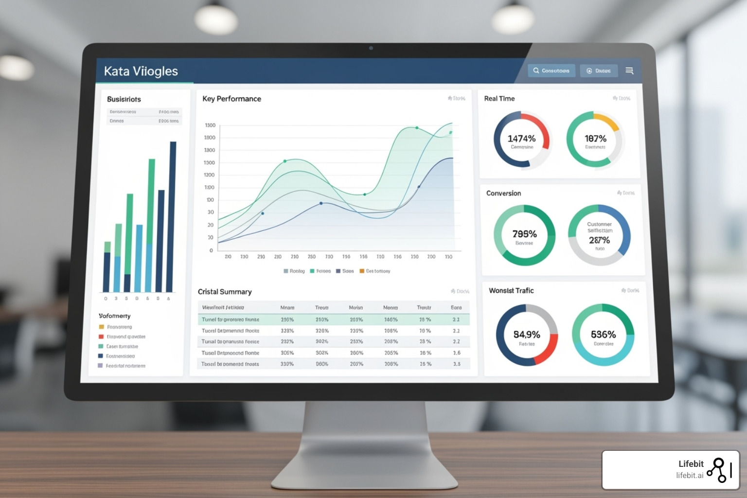 data visualization dashboard representing complex insights - Advanced analytics solutions