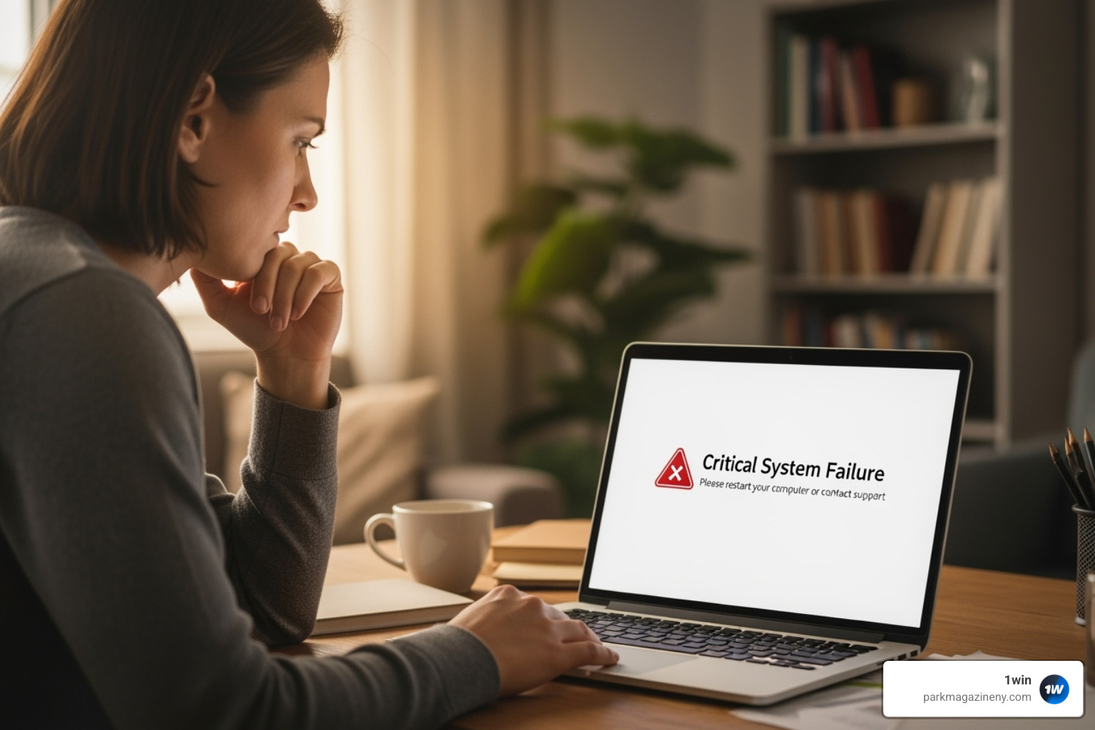User looking thoughtfully at a laptop screen displaying an error message - paramount plus login User looking thoughtfully at a laptop screen displaying an error message - paramount plus login