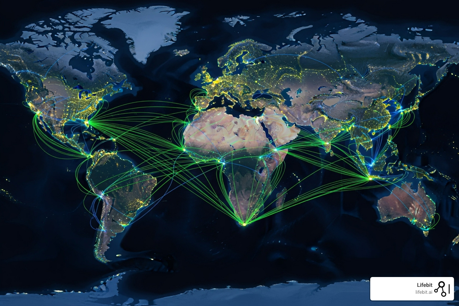 World map with collaborating research institutions - federated analytics
