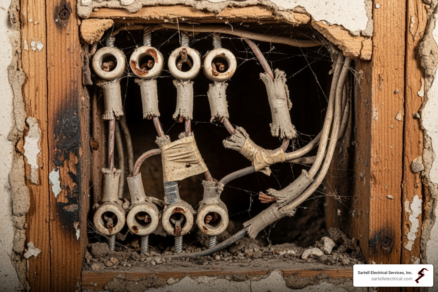 old, dangerous knob and tube wiring setup - electrician boston ma