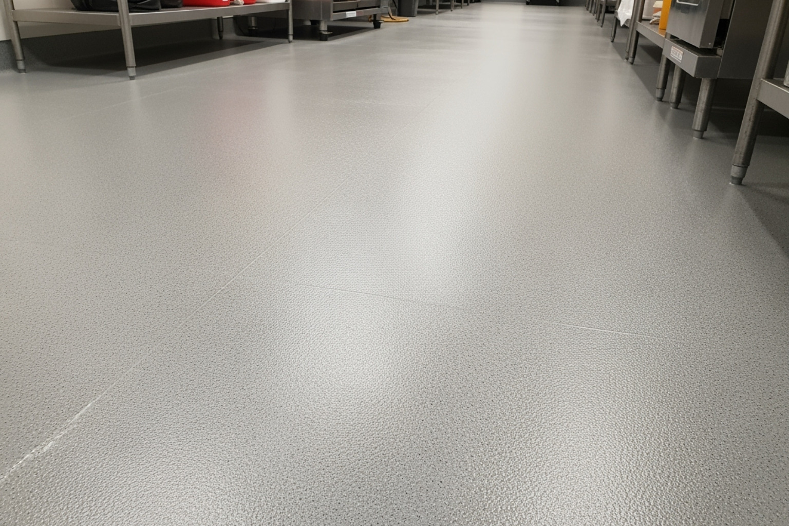 textured slip-resistant polyaspartic floor - commercial kitchen flooring