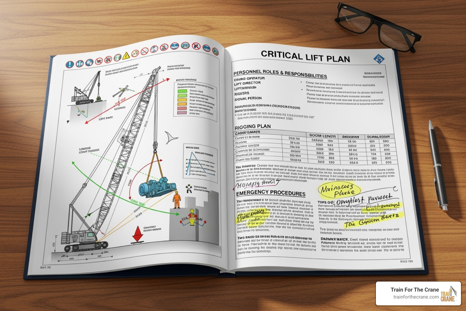 Image of a detailed critical lift plan document - Crane safety consulting