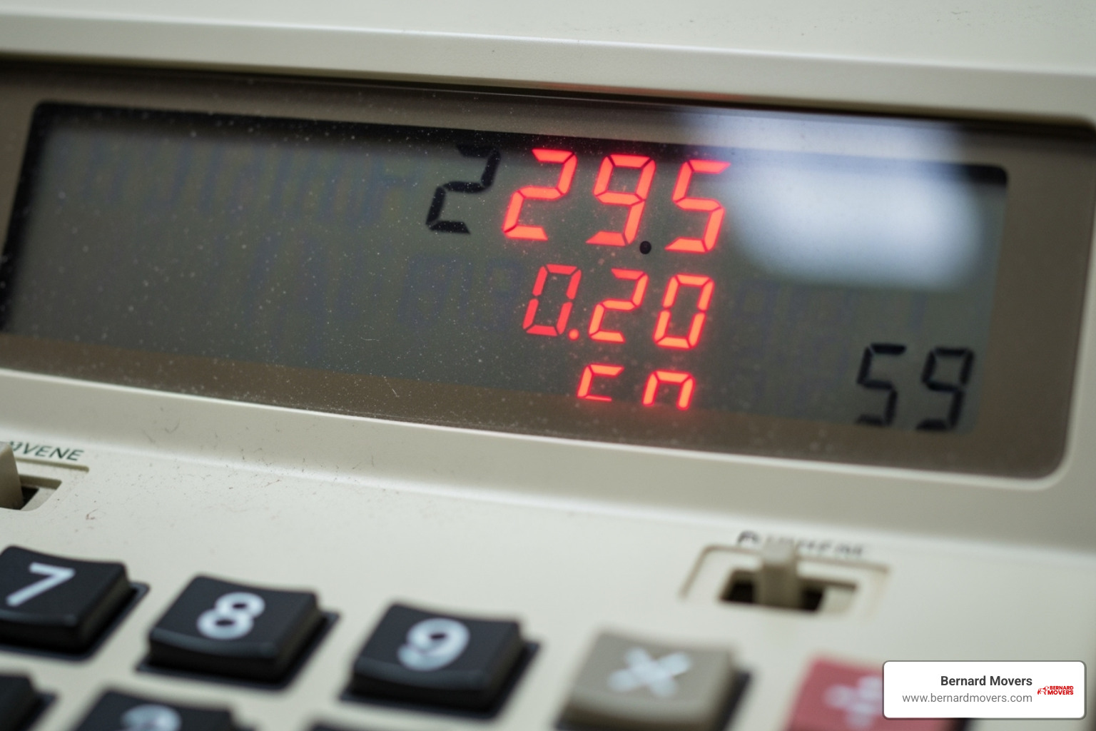 calculator showing a discount calculation (e.g., $295 x 0.20 = $59) - 20 percent discount