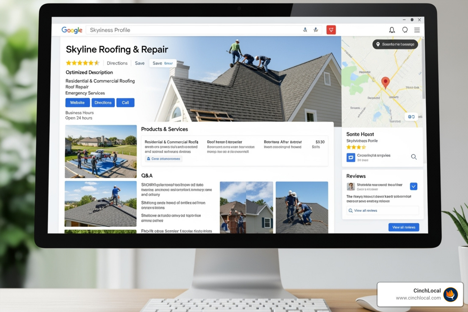 Optimized Google Business Profile example for a roofing contractor - Rank higher Google Maps