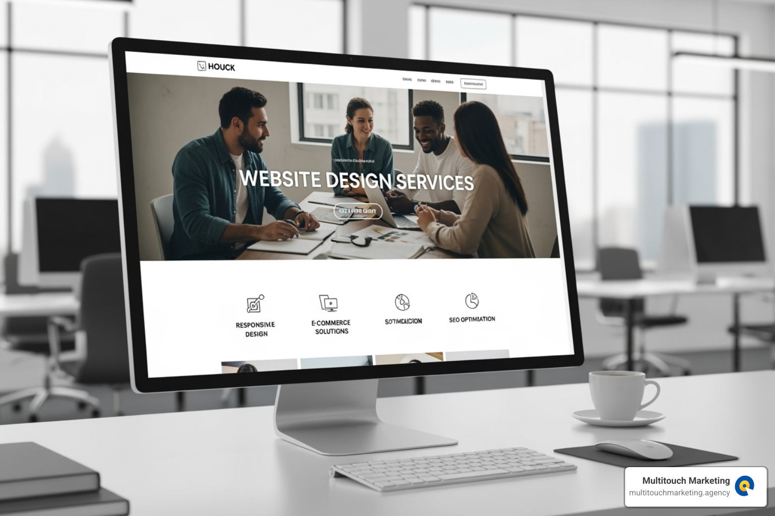 side-by-side comparison of a generic template website vs. a polished custom design - website design services