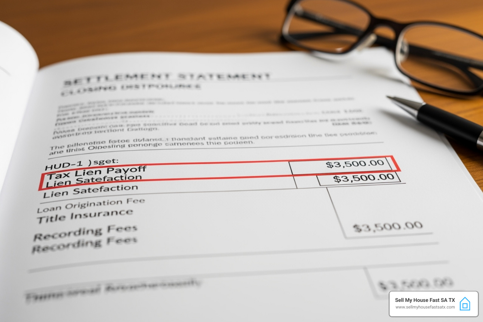 Closing statement showing a lien payoff - can i sell my house with a tax lien