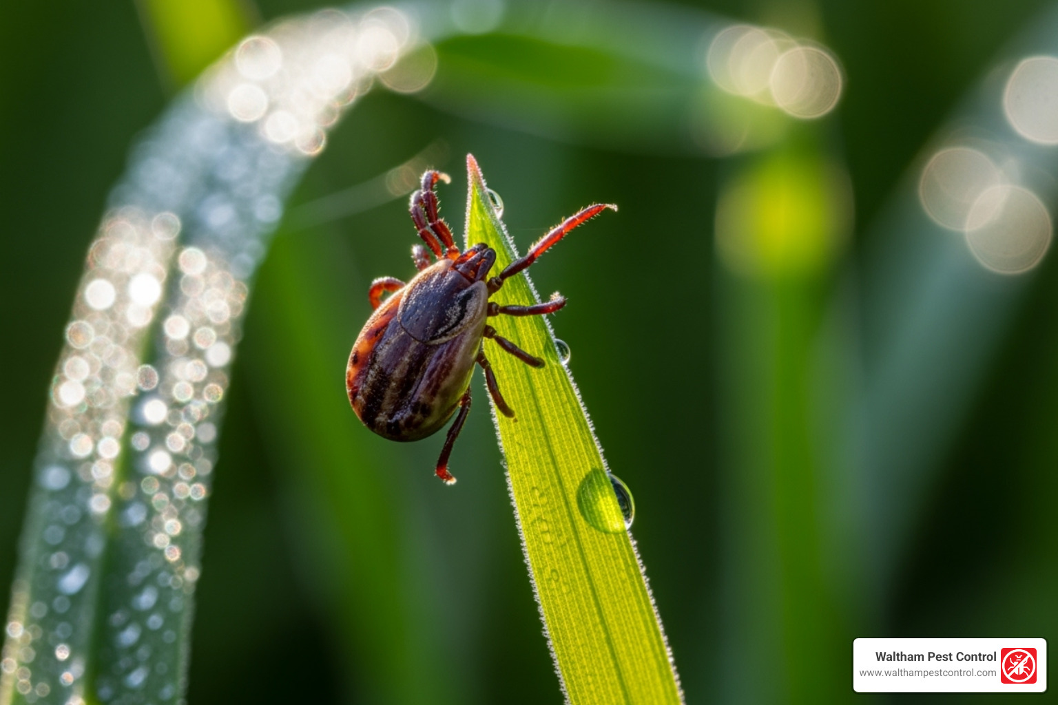 tick on a blade of grass - tick treatment for yards