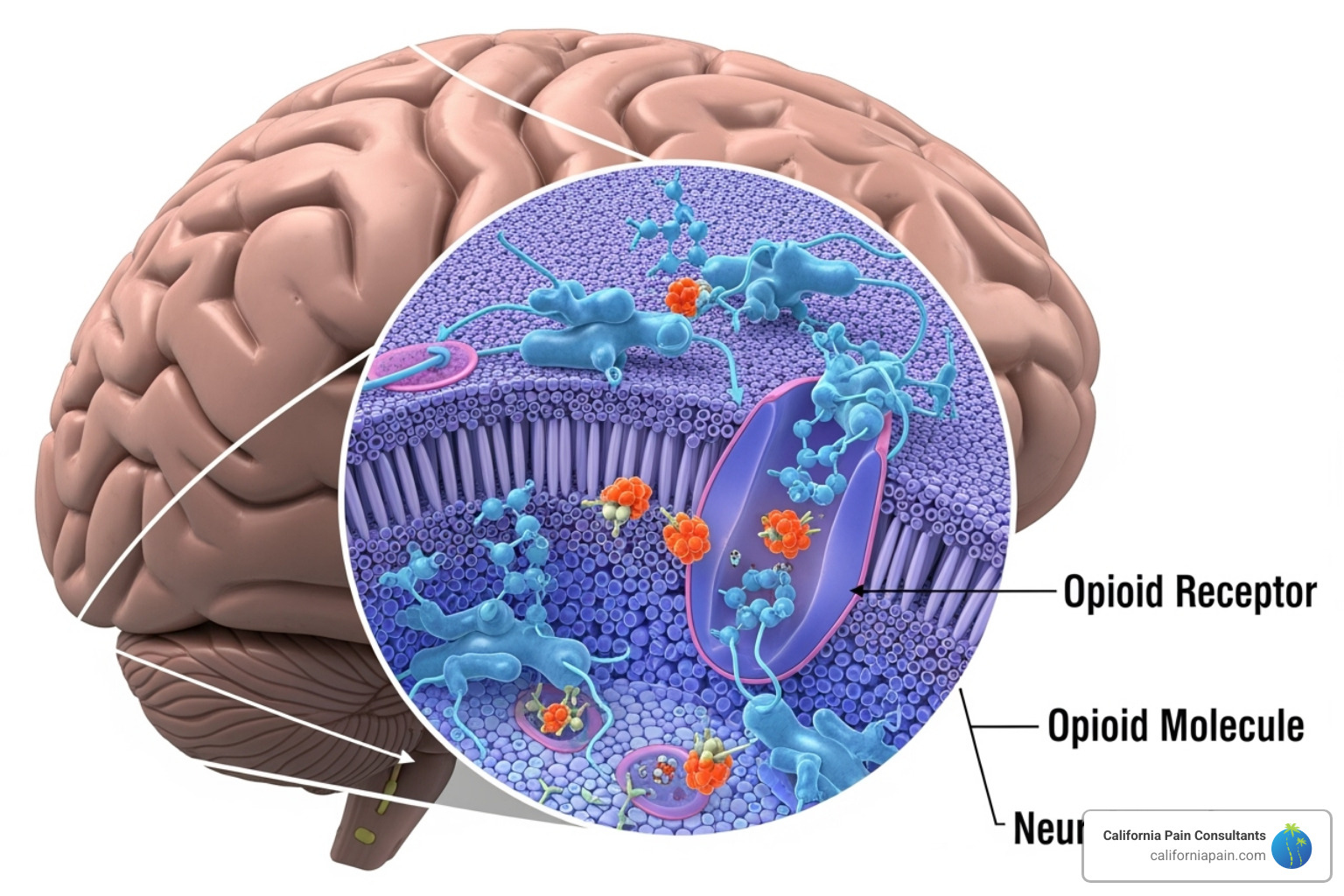 illustrating the brain's opioid receptors - pain medication management illustrating the brain's opioid receptors - pain medication management