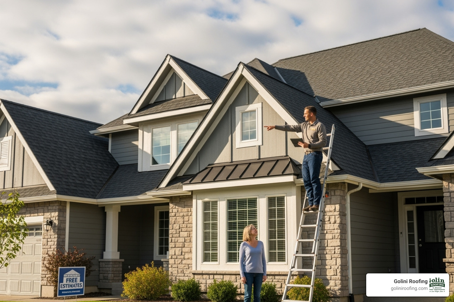 Roofing team working - Free roof estimate Roofing team working - Free roof estimate