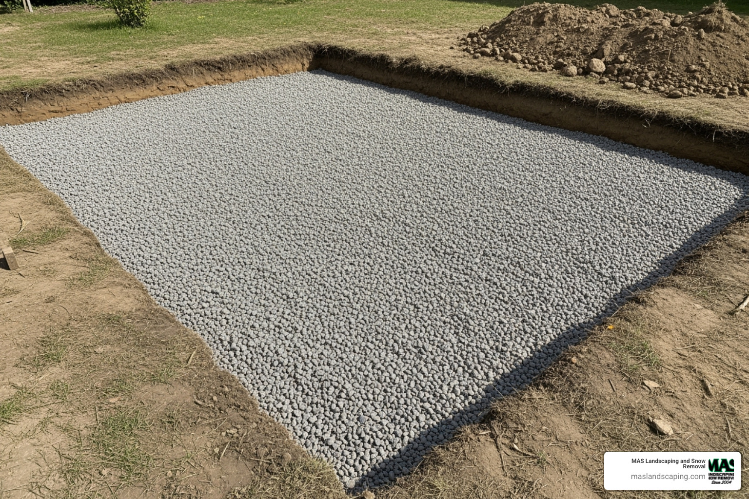Excavated area with compacted aggregate base - how to install fake grass
