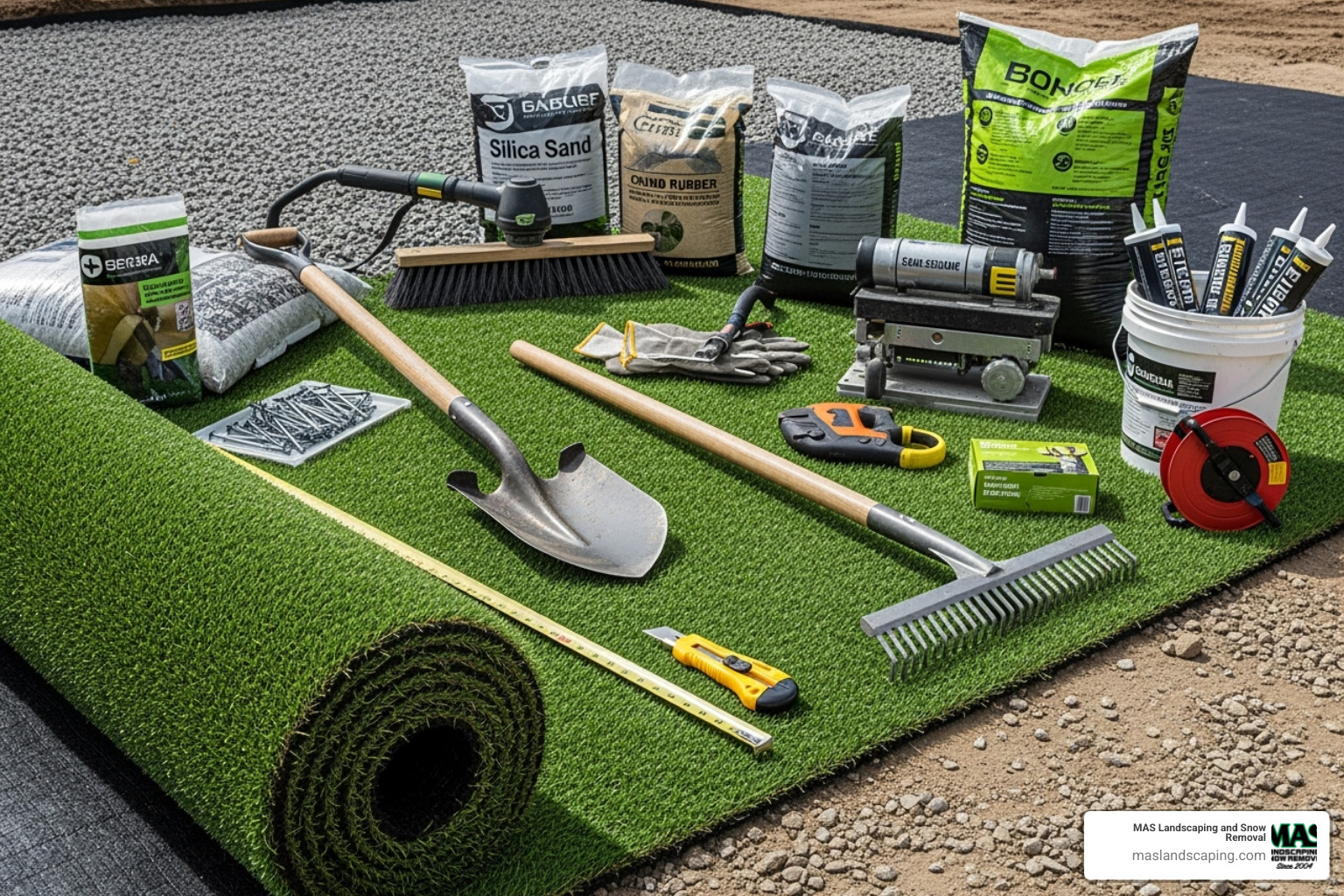 Tools and materials for artificial grass installation - how to install fake grass