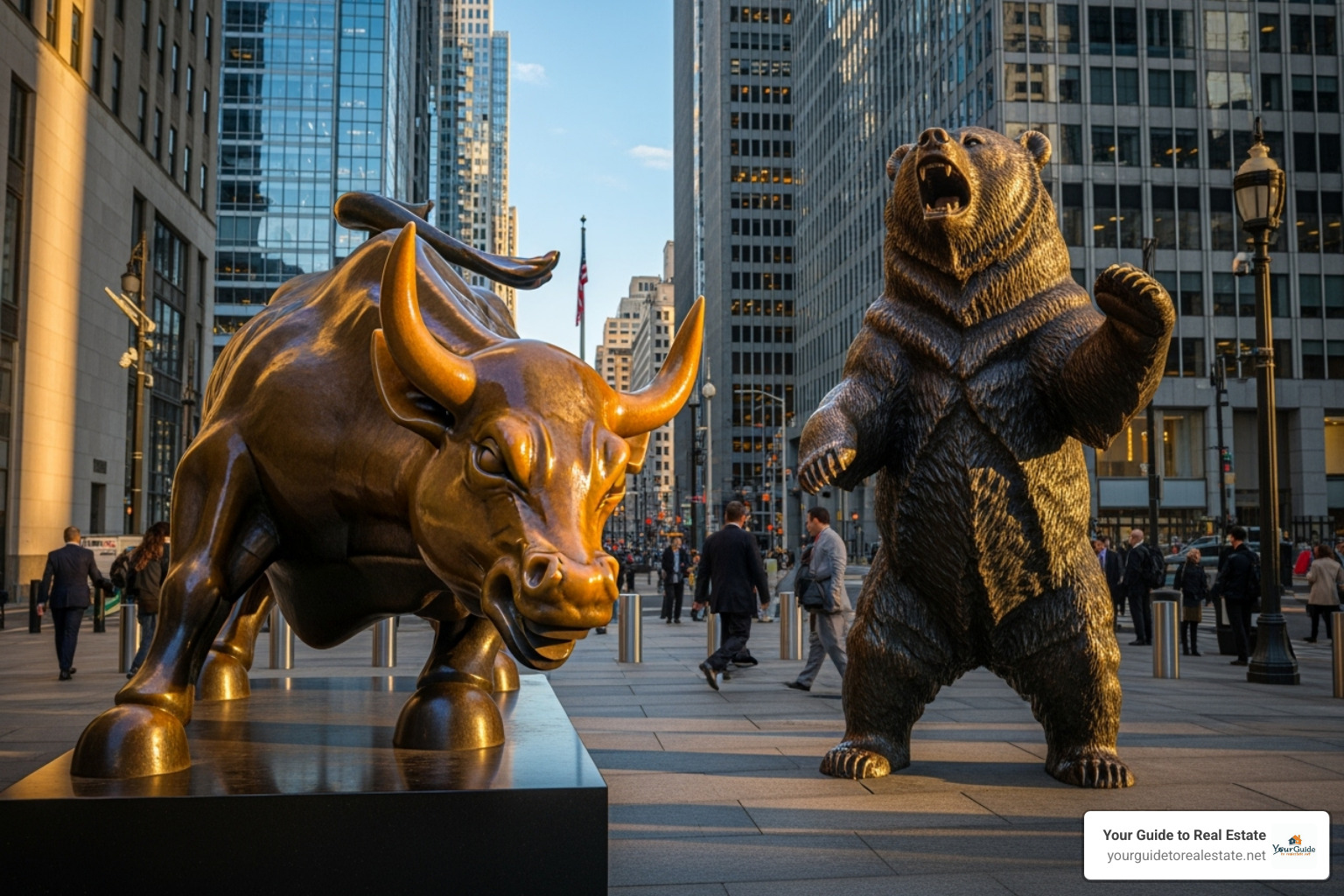 of the Wall Street bull and bear statues. - stock market terminology