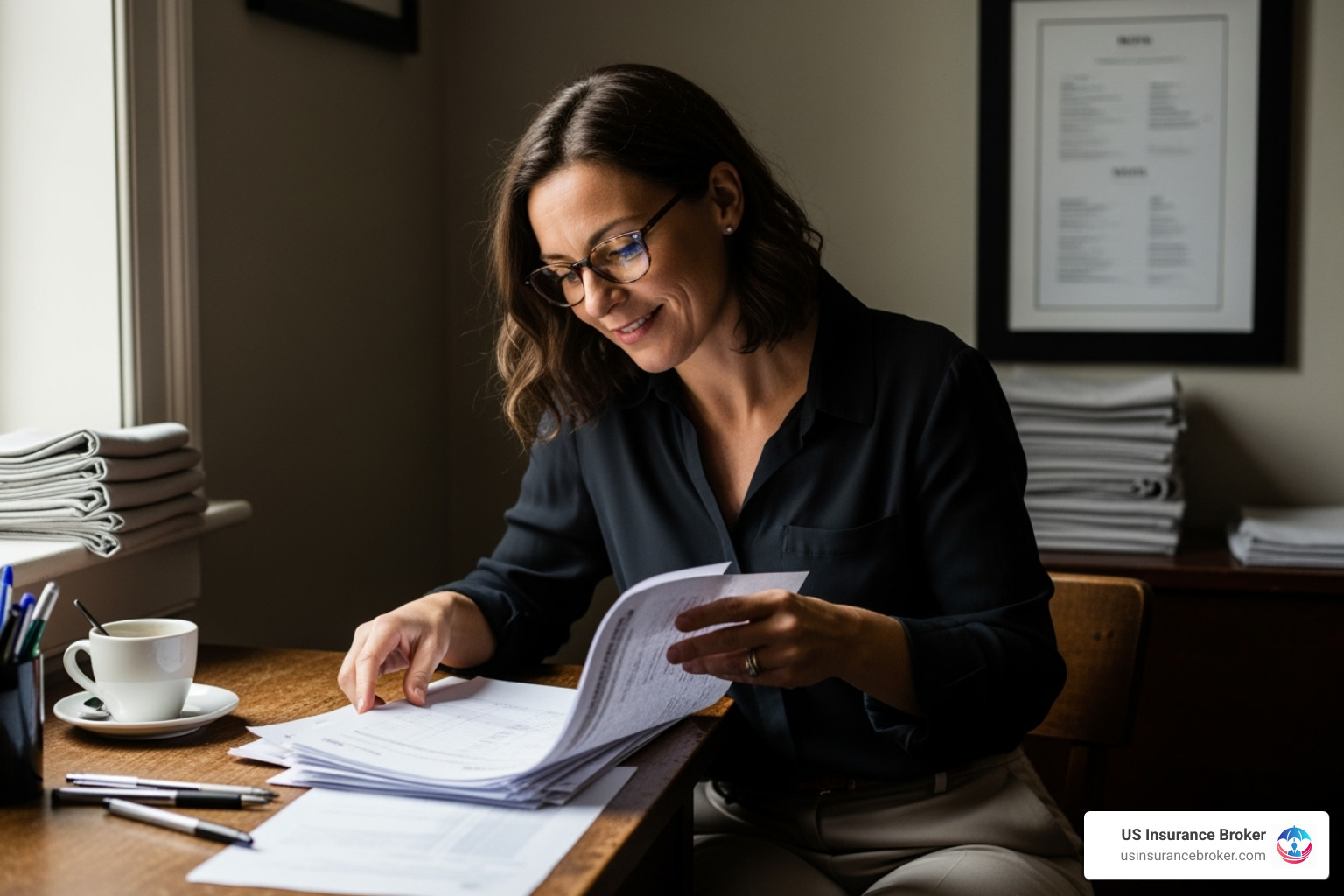 restaurant owner reviewing paperwork at a desk - restaurant insurance quote restaurant owner reviewing paperwork at a desk - restaurant insurance quote
