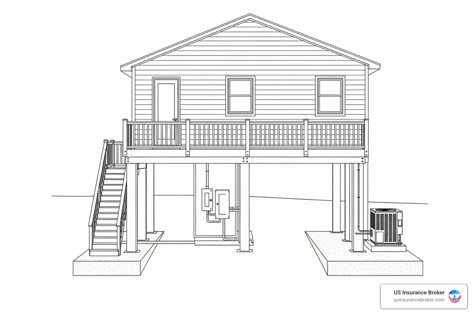 diagram of an liftd home highlighting covered items below the living area - liftd home flood insurance diagram of an liftd home highlighting covered items below the living area - liftd home flood insurance