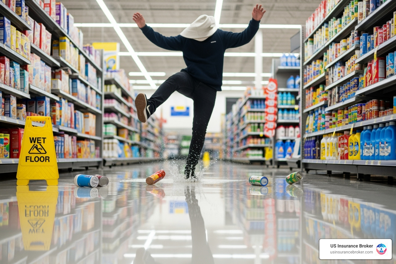 illustrating a slip-and-fall accident in a retail store - general liability insurance illustrating a slip-and-fall accident in a retail store - general liability insurance