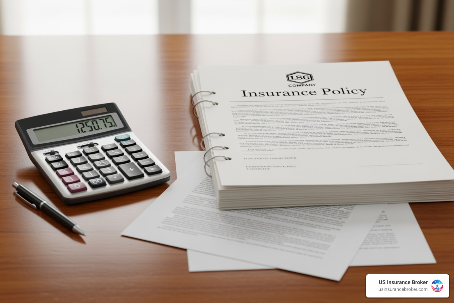calculator next to an insurance policy document - general liability insurance calculator next to an insurance policy document - general liability insurance