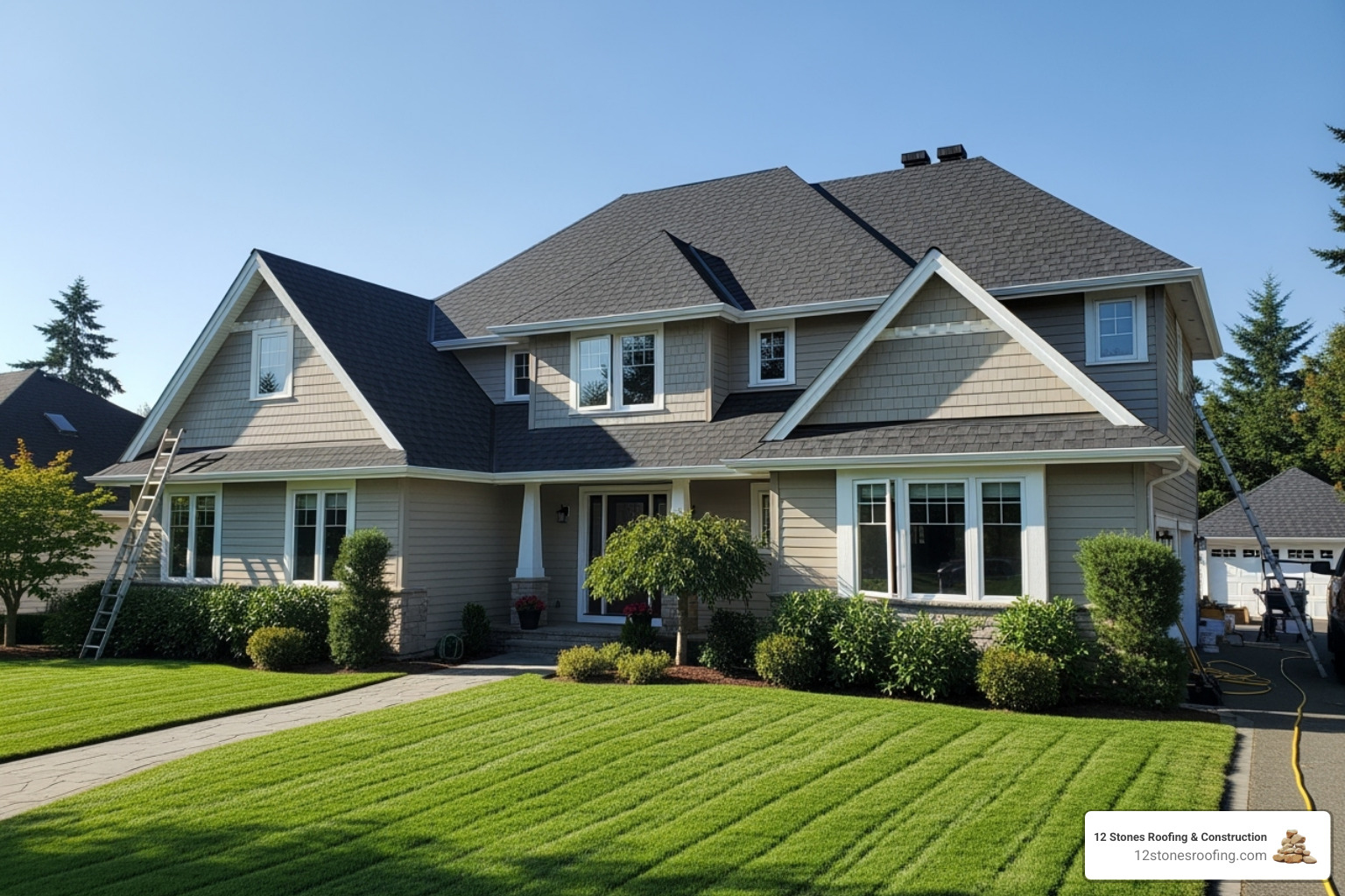 A clean work site after a roof installation is complete - Katy roofing services