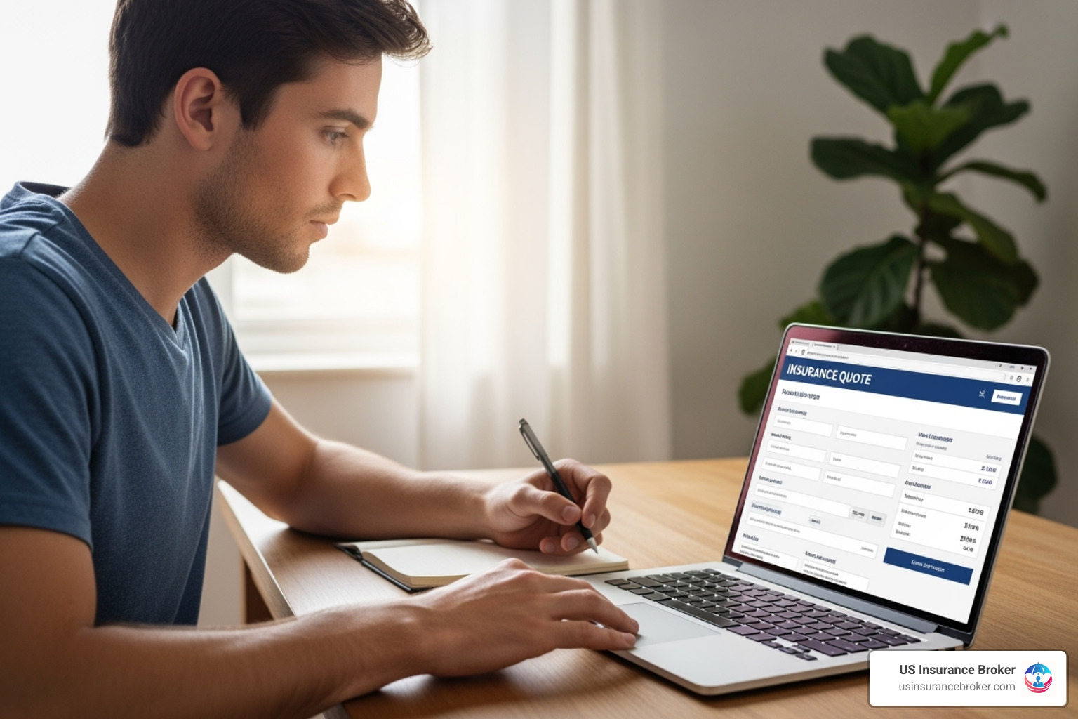 A person on a laptop looking at an insurance quote form - home insurance zephyrhills fl